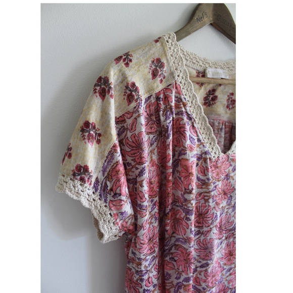 Weekend by Suzanne Betro Floral Boho Top Large/XL Preowned - Picture 2 of 7